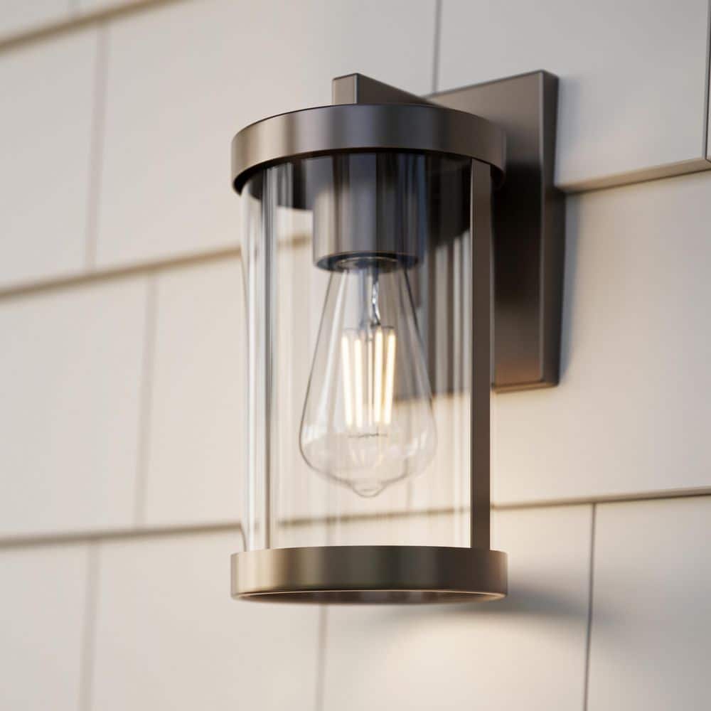 Kagen 10 In. Antique Bronze 1-Light Hardwired Small Outdoor Wall Light with Clear Glass Panels price history on PriceWatchPro