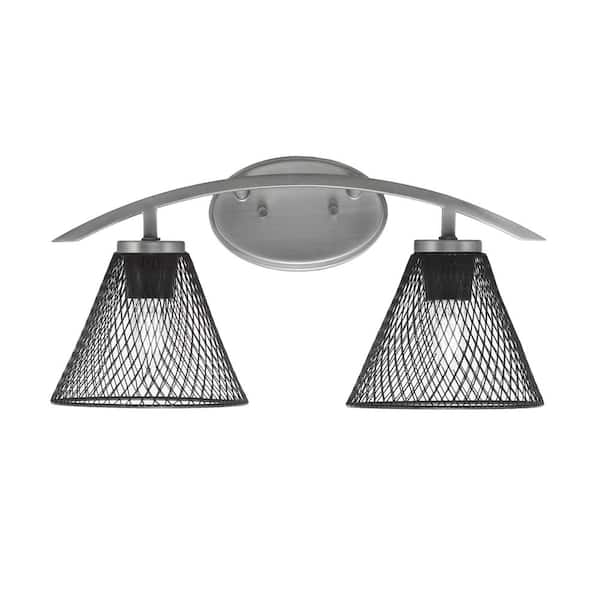 Unbranded Siena 18.25 in. 2-Light Vanity Light Graphite with Matte Black Metal Shades