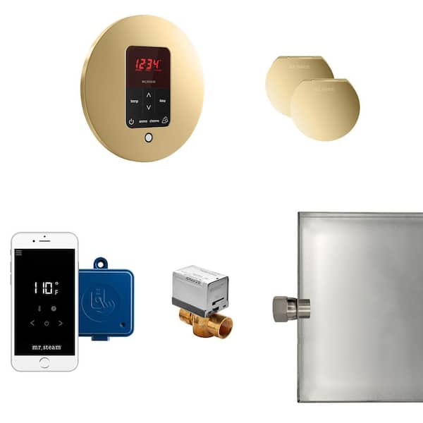 Mr. Steam Butler Max Package Round in Polished Brass