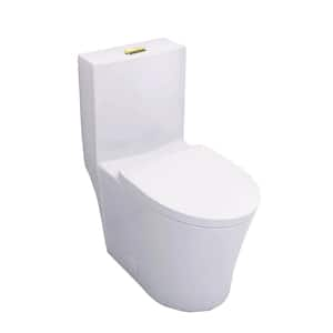 1-Piece 1.1/1.6 GPF Dual Flush Elongated Toilet in White Seat Included