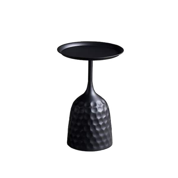 Sudzendf Black Metal Round Outdoor Side Table 1-Piece