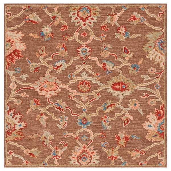 Metro Dark Brown/Beige 6 ft. x 6 ft. Floral Ornate Abstract Square Area Rug