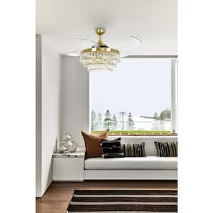 Veil 48 in. Indoor Gold Retractable Blades Ceiling Fan with Light and Remote Control