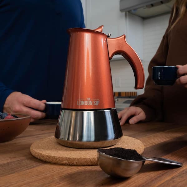  London Sip Stainless Steel Stove-Top Espresso Maker Coffee Pot  Italian Moka Percolator, Silver, 6 Cup: Home & Kitchen