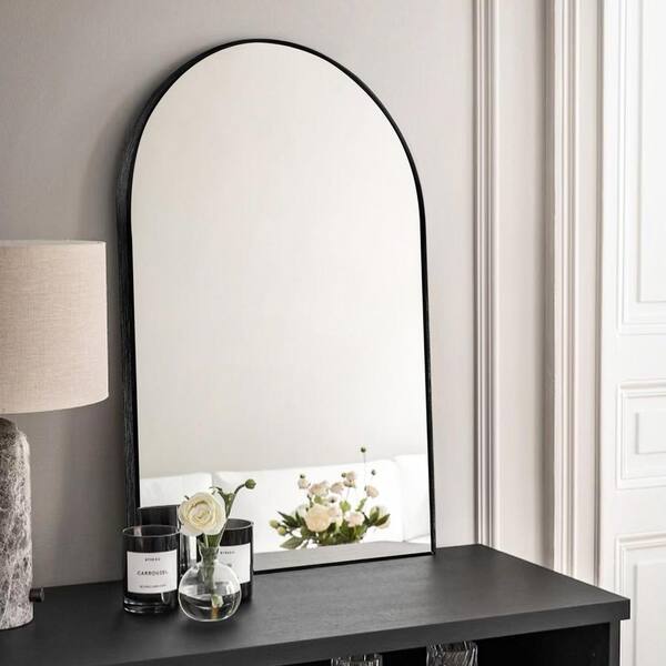 Sxiawe 24 in. W x 36.2 in. H Arched Aluminum Frame Black Wall