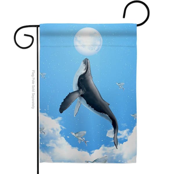 Breeze Decor 13 in. x 18.5 in. Flying Whale Garden Flag DoubleSided