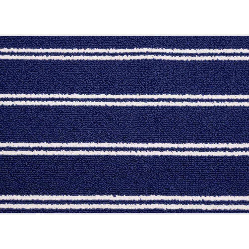 Avery Tufted Navy Stripe 9' x 12' Easy-Care Synthetic Area Rug