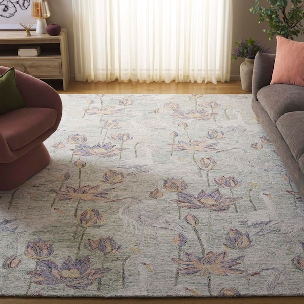 Blossom 8 ft. x 10 ft. Green/Ivory Oversized Floral Area Rug
