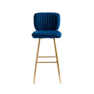 40.55 in. H Metal Navy Bar Stools with Low Back and Footrest