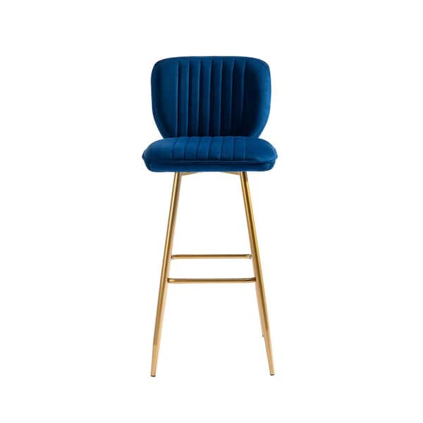 Unbranded 40.55 in. H Metal Navy Bar Stools with Low Back and Footrest