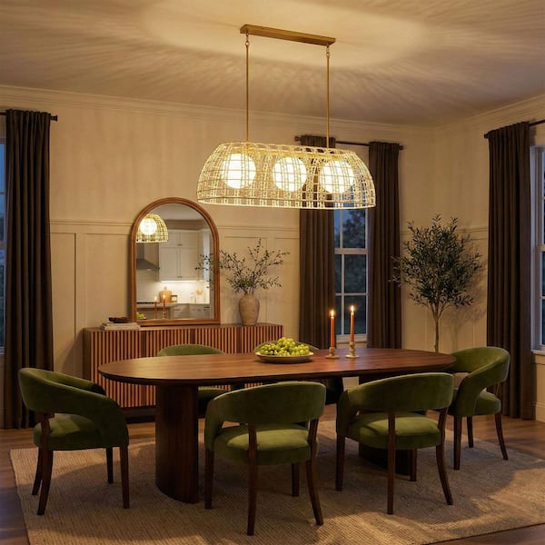 aiwen 43.7 in. 3-Light Gold Rectangular Farmhouse Chandelier