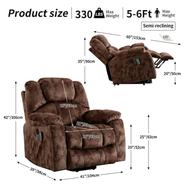 Bestier Set of 2 40.6 in. W Brown Oversize Power Lift Recliner