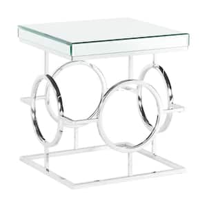 Katie 27 in. W Mirror Square End Table in Chrome