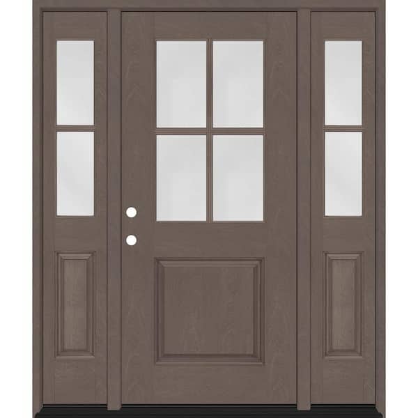 Steves & Sons Regency 68 in. x 80 in. 1/2-4Lite Clear Glass RH Ashwood Stain Mahogany Fiberglass Prehung Front Door w/Dbl 14in.SL