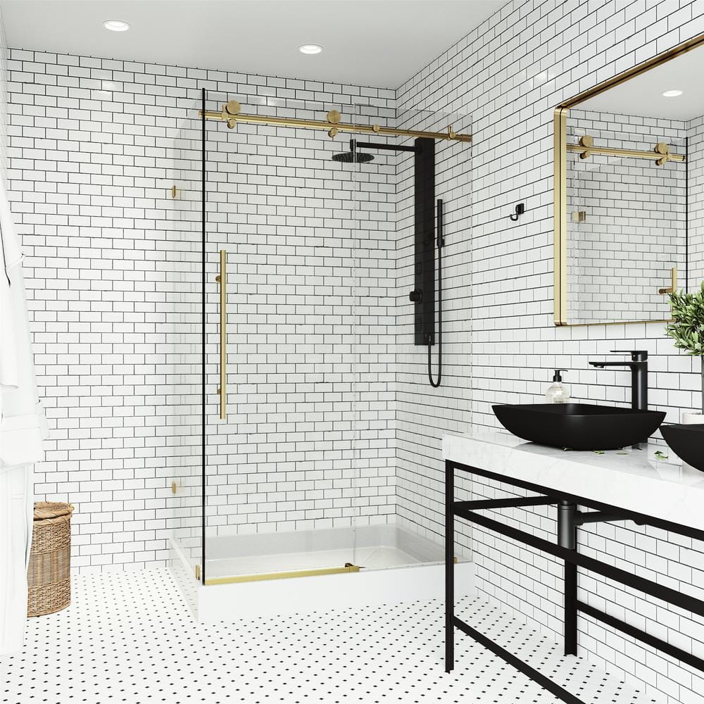 Elan E-Class 48" W x 36" D Frameless Clear Glass Sliding Shower Enclosure