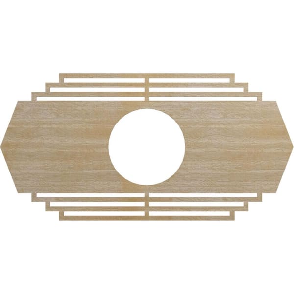 Ekena Millwork 30 in. x 15 in. x 7 7/8 in. x 3/8 in. Chrysler Wood Fretwork Pierced Ceiling Medallion, Birch