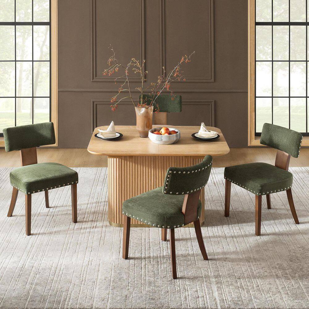 Daniel Mid-Century Modern Moss Polyester Dining Chair with Nailhead Trim Set of 2 price history on PriceWatchPro