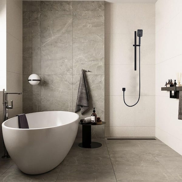 3-Spray Wall Mount Handheld Shower Head 1.5 GPM in Square Matte Black