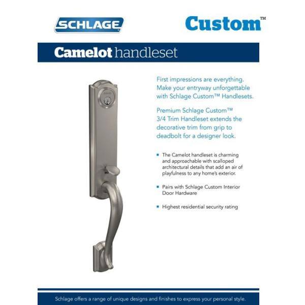 Custom Camelot Aged Bronze 3/4 Trim Single Cylinder Door Handleset with Alexandria Glass Door Knob