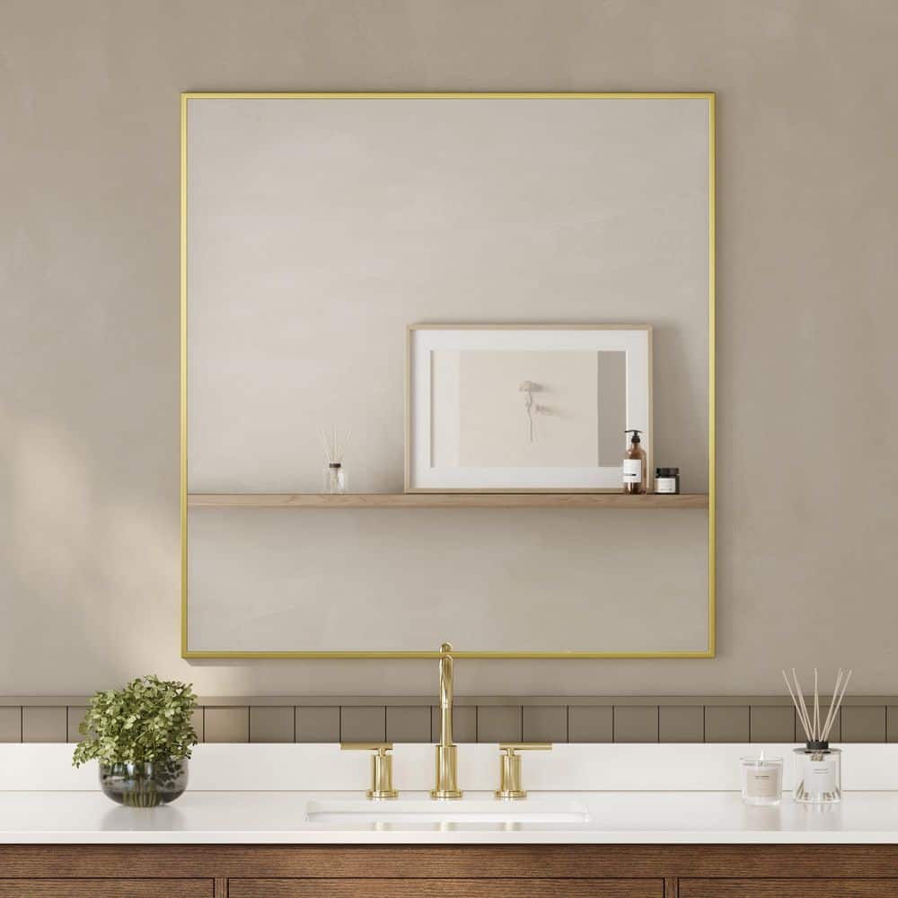 Hudson 34 in. W x 36 in. H Rectangular Framed Wall-Mounted Bathroom Vanity Mirror in price history on PriceWatchPro
