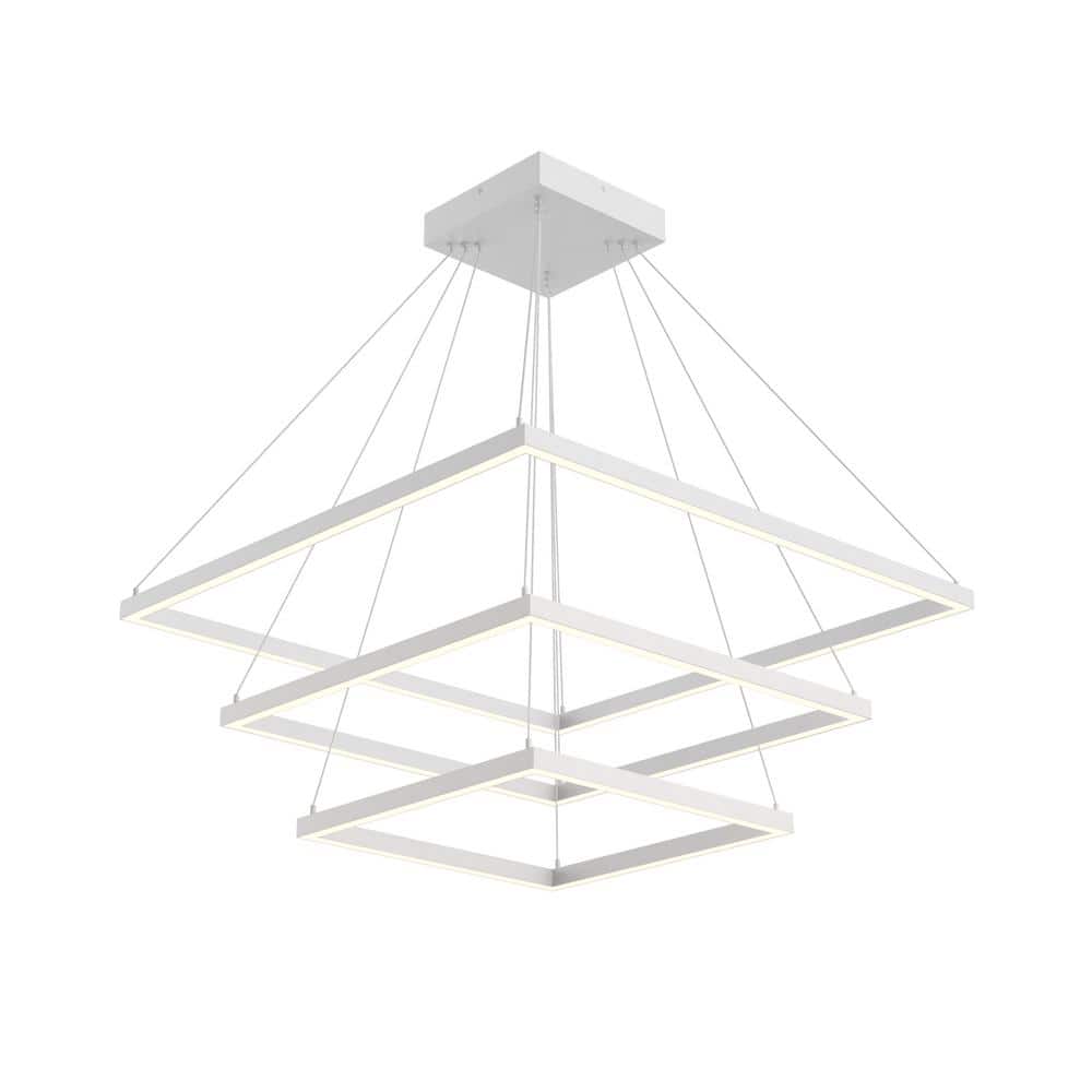 Piazza Rectilinear White LED Chandelier with Dual Illumination