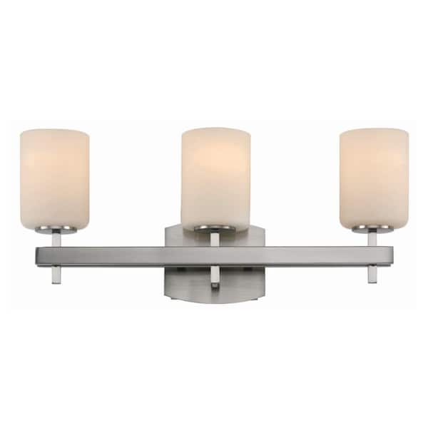 Fairfield 22 in. 3-Light Brushed Nickel Vanity Light with Frosted Glass