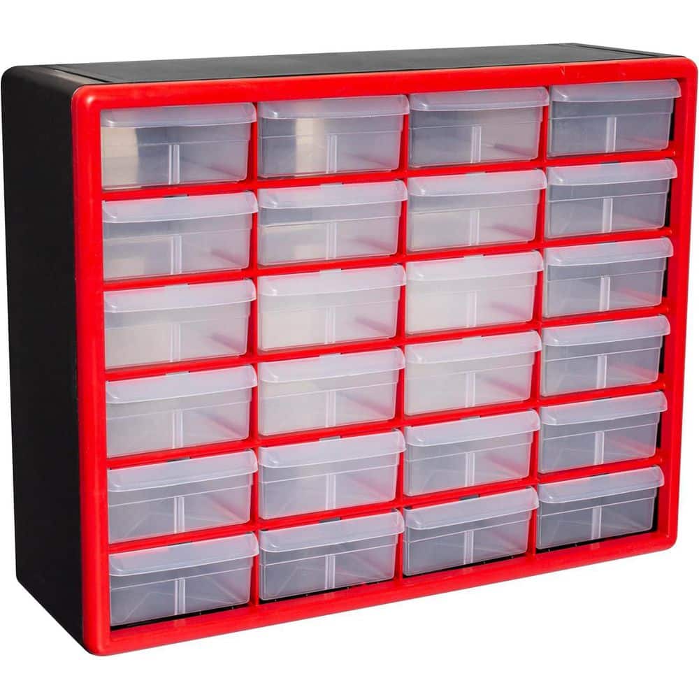 24-Compartment Drawer Small Parts Organizer Hardware Storage, 20 in. W x 6 3/8 in. D x 15 13/16 in. H, Red (1-Pack) price history on PriceWatchPro