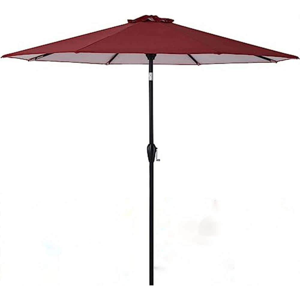9 ft. Red Aluminum Market Patio Umbrella with Crank and Tilt
