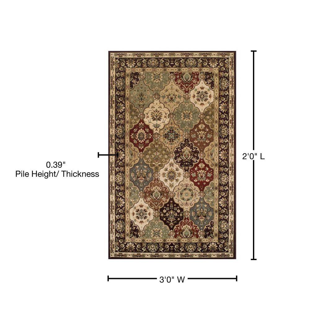Chocolate Floral Synthetic Rectangular Area Rug, 2' x 3'