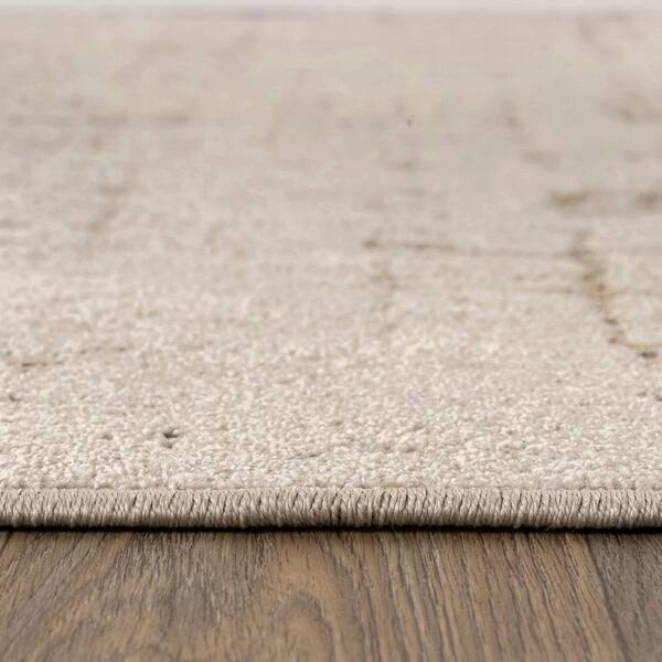Textured Abbstract Sandstone Indoor High-Low Area Rug 8 ft. x 10 ft. Beige