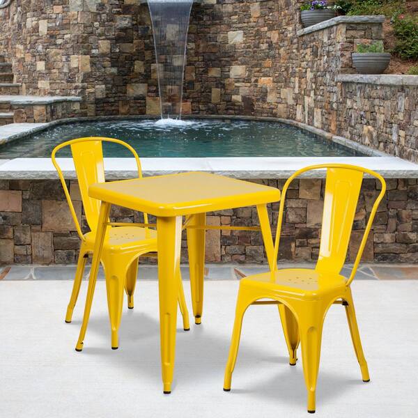 yellow 3 piece bistro set