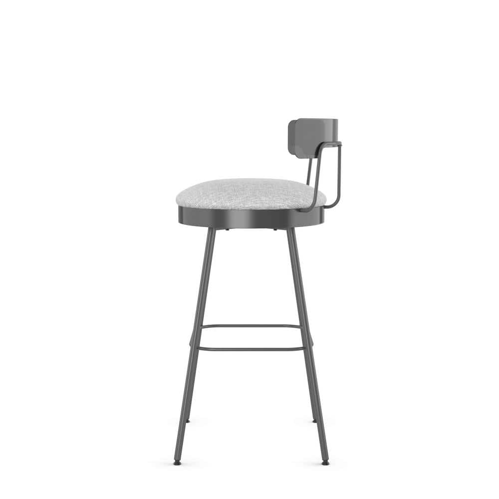 Monza 26" Swivel Counter Stool in Grey White Polyester and Dark Grey Metal