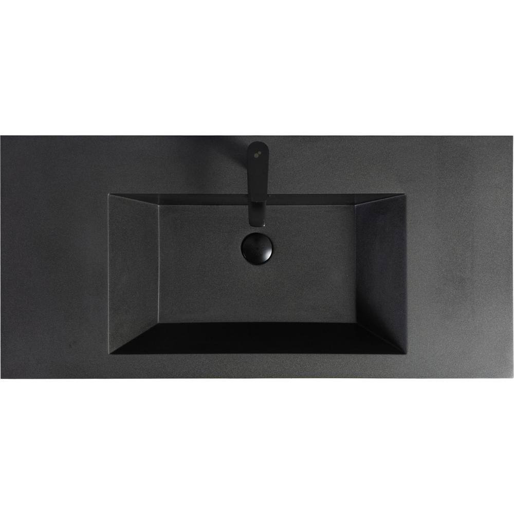 42" Gray and Black Quartz Floating Bathroom Vanity with Sink
