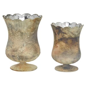 Brown Glass Hurricane Lamp (Set of 2)