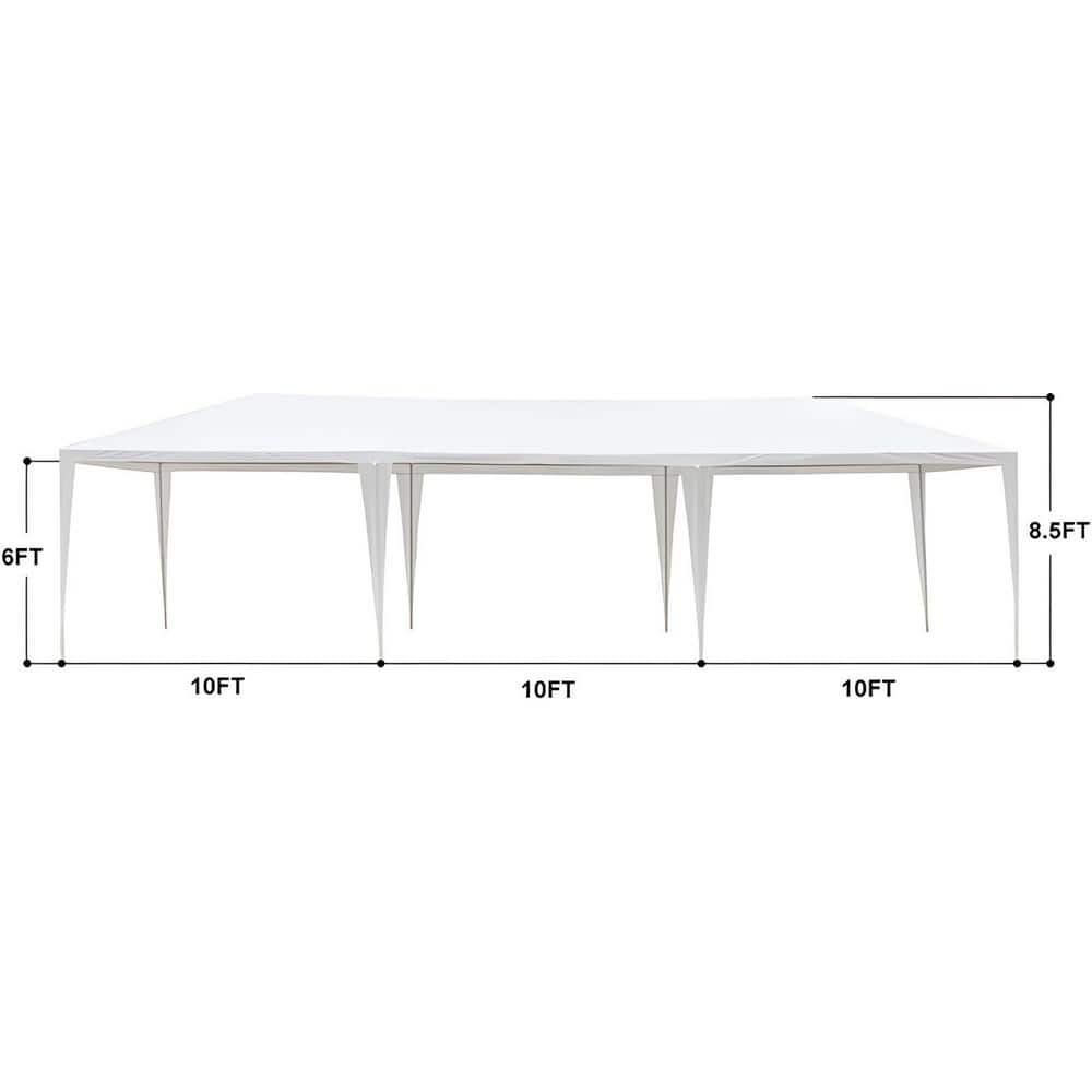 30 ft. x 10 ft. White Gazebo Party Tent with Side Walls