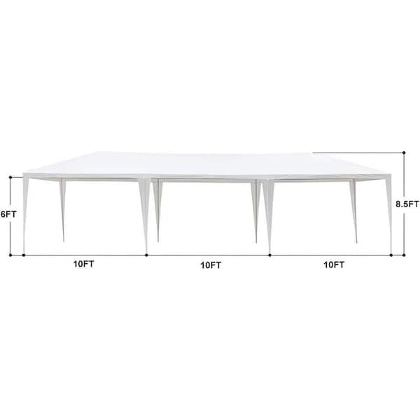 Unbranded 30 ft. x 10 ft. White Gazebo Party Tent with Side Walls