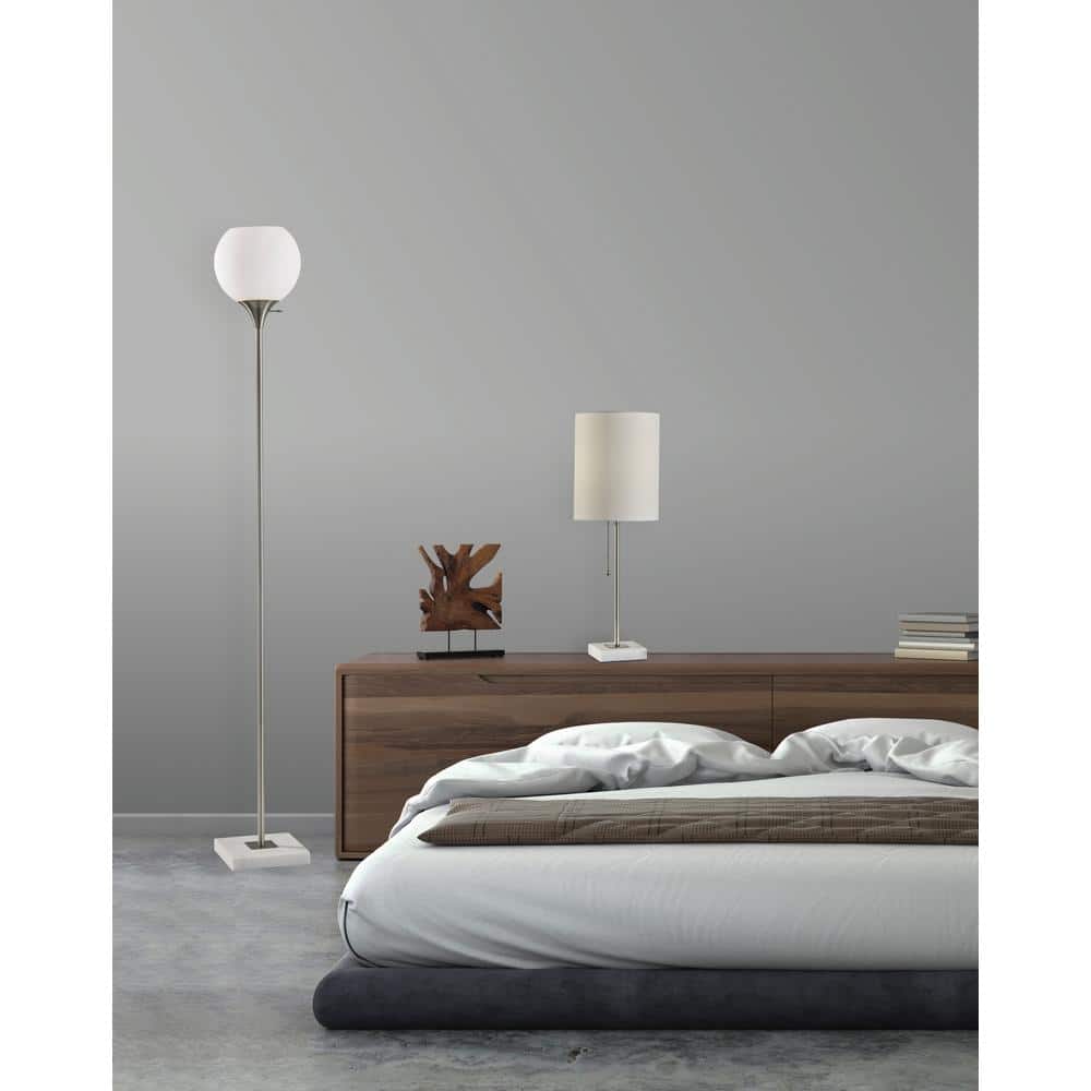 23" Brushed Steel Desk Lamp with White Marble Base