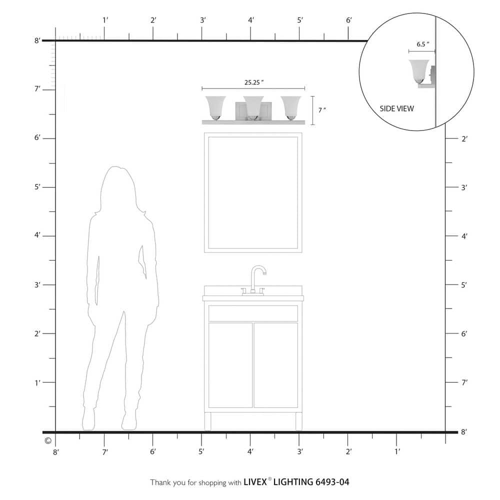 Ridgedale Black 3-Light Vanity with Satin Opal Glass