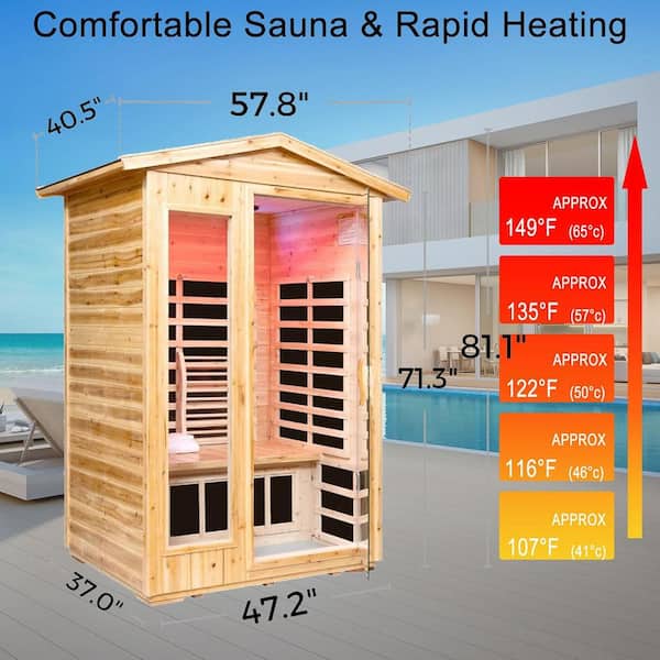サウナビルダー Spygo Moray 1-2 Person Outdoor Fir Infrared Sauna with 8 Far