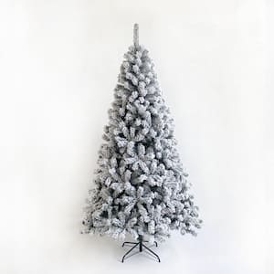 7 ft. Green Unlit Artificial PVC Flocked Artificial Christmas Tree with 1300 Branches Tips