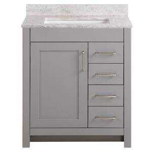 Westcourt 31 in. W x 22 in. D Bath Vanity in Sterling Gray with Stone Effect Vanity Top in Winter Mist with White Sink