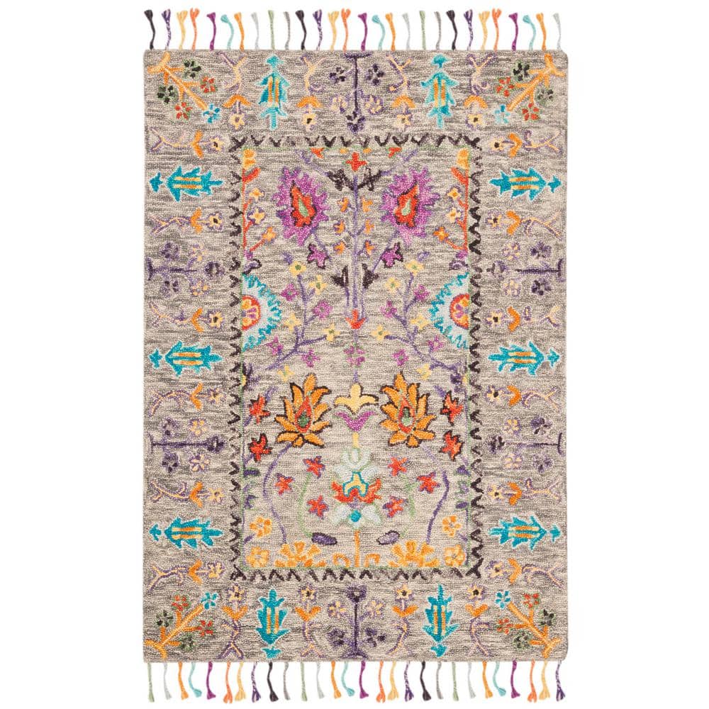 Handmade Gray Wool Tufted Rectangular Area Rug 3' x 5'