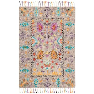 Blossom Gray/Multi Doormat 3 ft. x 5 ft. Border Area Rug