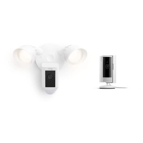 Floodlight Cam Wired Plus with Indoor Cam (2-nd gen) Plug-In Security Camera Bundle, White