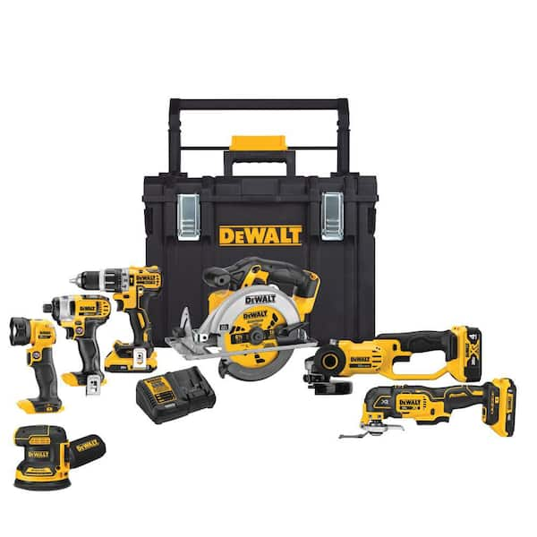 DEWALT 20V MAX Cordless 7 Tool Combo Kit with TOUGHSYSTEM Case, (1) 20V 4.0Ah Battery and (2) 20V 2.0Ah Batteries DCKTS781D2M1 - The Depot