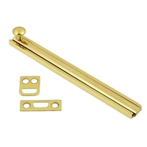 6 in. Solid Brass Polished Brass Surface Bolt