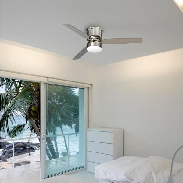 Ossa 52 in. Integrated LED Indoor Brushed Nickel Smart Ceiling Fan with Remote Control and CCT Powered by Hubspace