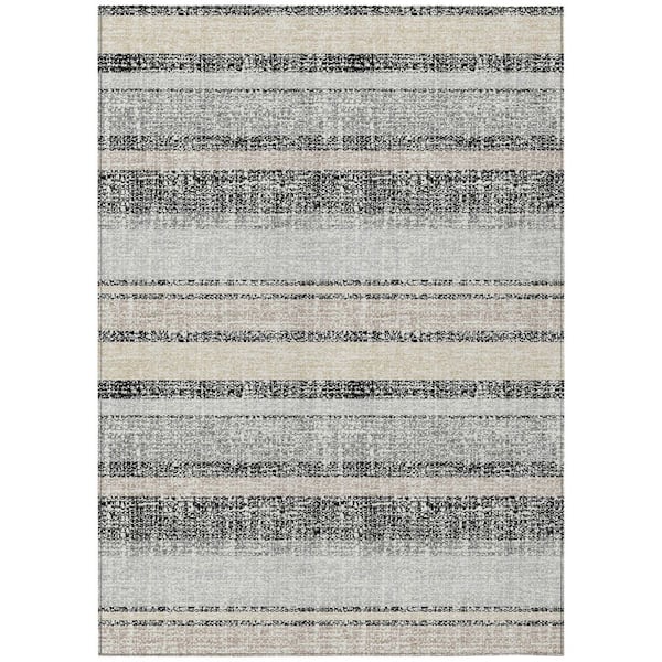 Chantille Machine Washable Indoor/Outdoor Abstract ACN2122 Black 5 ft. x 7 ft. 6 in. Area Rug