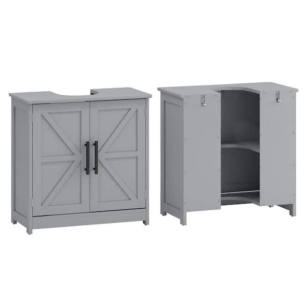 23.60 in. W Bath Vanity Cabinet without Top in Dark Gray with 2-Barn Doors and Adjustable Shelf Unassembled