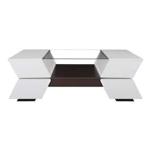 Kornat 47 in. White Rectangle Glass Coffee Table